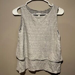 J.Jill Pure Pin Stripe Linen Modal Blend‎ Tiered Relaxed Tank size Medium Petite